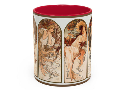 The Seasons by Alphonse Maria Mucha Colorful Mugs (11oz, 15oz)