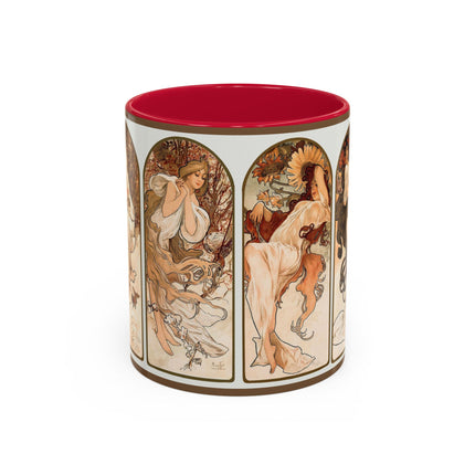 The Seasons by Alphonse Maria Mucha Colorful Mugs (11oz, 15oz)