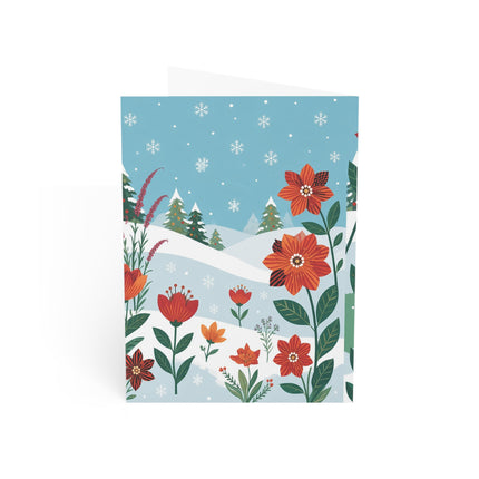 🌺❄️ The Lady Of The Scarlet Winter Garden Greeting Card – Art Deco Holiday Fantasy