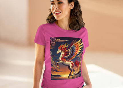 Flame-Winged Horse at Sunset Women's Midweight Cotton Tee