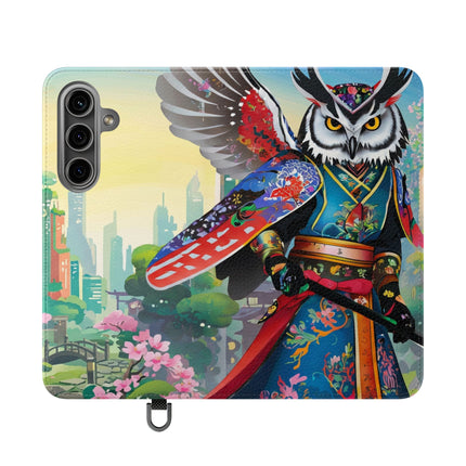 🦉⚔️ Cyberpunk Samurai Owl Flip Case – Neon Wisdom & Warrior Honor