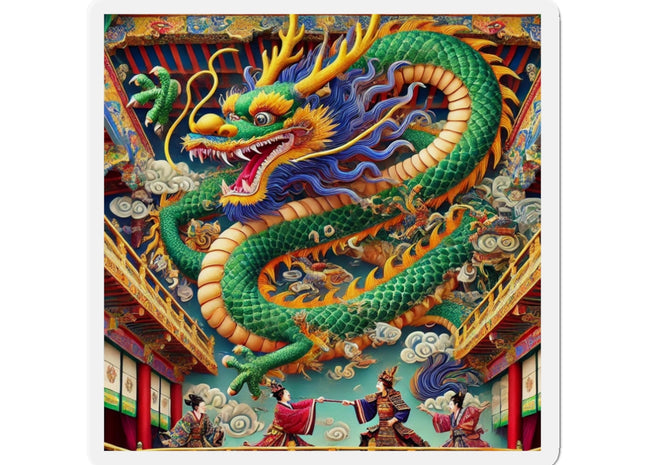 Tibetan Dragon Over Kabuki Duel Die-Cut Magnets (4 Sizes)
