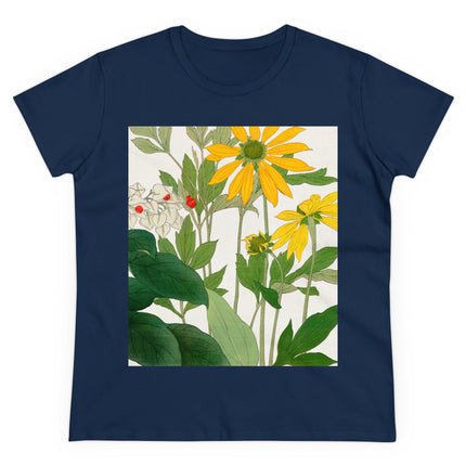 Clerodendrum & Rudbeckia Flower by Tanigami Kônan Women's Midweight Cotton Tee