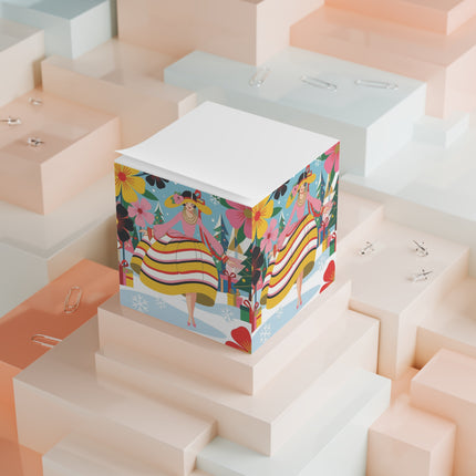 🌸🎄 The Christmas Blossom Belle Note Cube – Art Deco Holiday Cheer