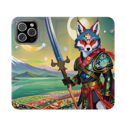 🐕⚔️ Cyberpunk Samurai Dog Flip Case – Futuristic Honor & Kitsune Spirit