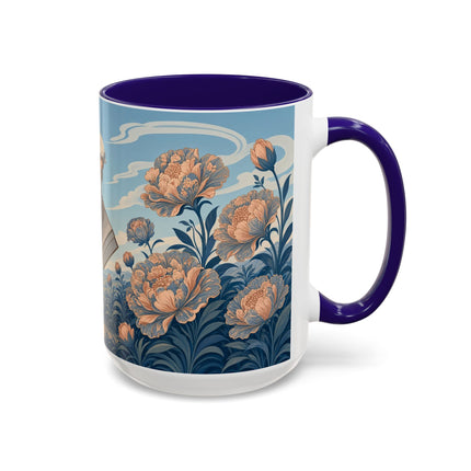 ☔🌸 The Grand Floral Journey Colorful Mug – Art Deco Travel Elegance