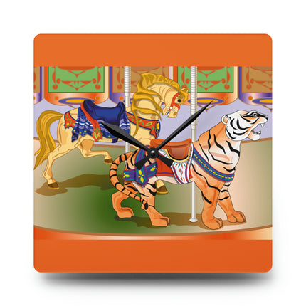 Carousel Splendor Acrylic Wall Clock, Round and Square