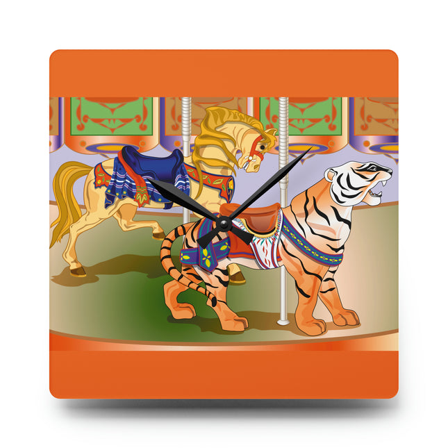 Carousel Splendor Acrylic Wall Clock, Round and Square