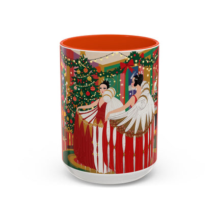 🎄💃 The Christmas Mirror Duet Colorful Mug – Art Deco Holiday Elegance