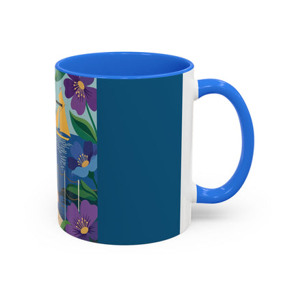 The Lady Of The Golden Horizon Colorful Mugs – Art Deco Coastal Elegance