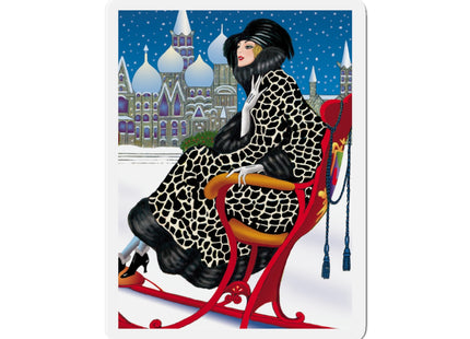 Elegant Winter Woman in Sleigh Die-Cut Magnets (5 Sizes)