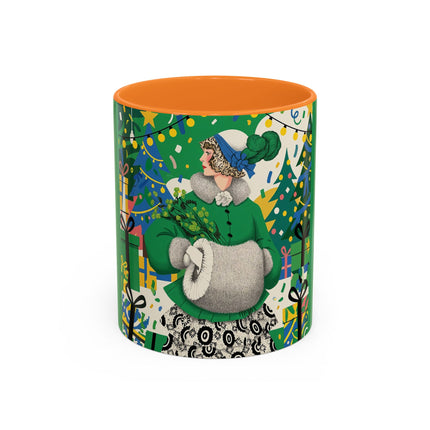 🍀🎄 The Emerald Holly Christmas Colorful Mug – Art Deco Holiday Elegance