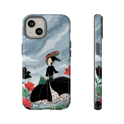 🌧️🌺 The Stormy Flower Walk Phone Case – Art Deco Floral Fashion