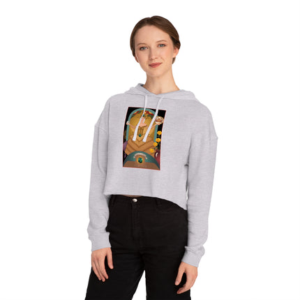 June & Pearl, Alexandrite (from the Gem Series) by Sofia Chiostri Women’s Cropped Hooded Sweatshirt