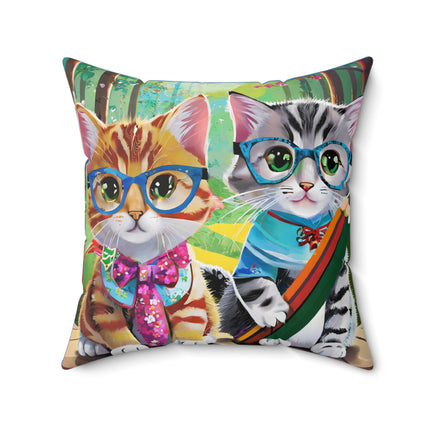 Kitten Scholars Spun Polyester Square Pillow