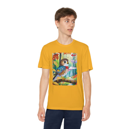 Baby Hawk Plays in Forest Youth Competitor Tee