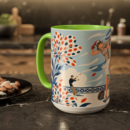 🌼🧡 The Polka Dot Wind Dancer Colorful Mug – Art Deco Fashion Whimsy
