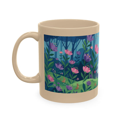 🌸☂️ The Lady Of The Enchanted Garden Stroll Ceramic Mug – Art Deco Floral Whimsy