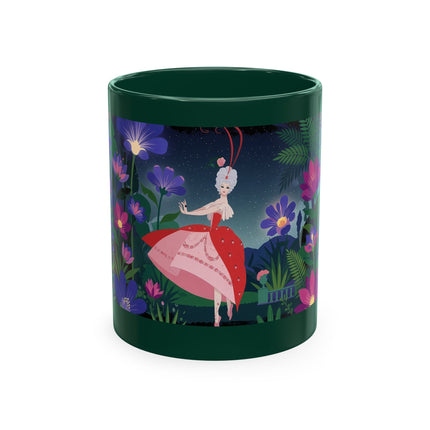 🌙🌺 The Lady Of The Midnight Flower Garden Ceramic Mug – Art Deco Floral Elegance