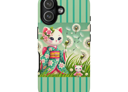 Geisha Kitten and the Dandelion Phone Cases