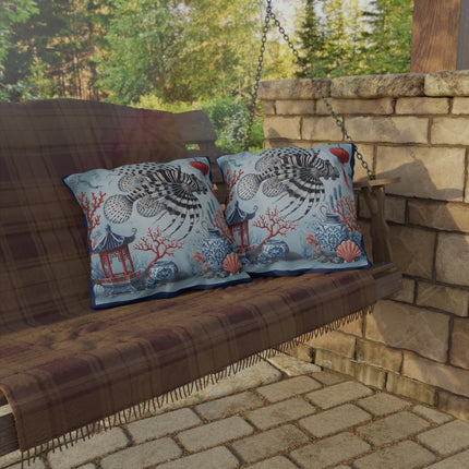 Lionfish & Lantern Outdoor Pillows – Mystical Ocean & Asian Harmony