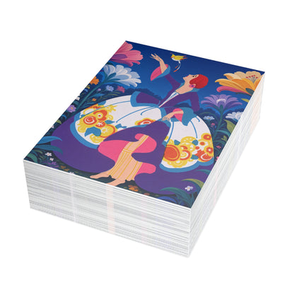 🐦🌸 The Enchanted Birdsong Postcards With Envelopes – Art Deco Garden Whimsy