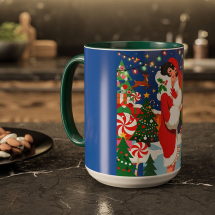 🦌🍬 The Lady Of The Peppermint Christmas Garden Colorful Mug – Colorful Art Deco Holiday Fantasy