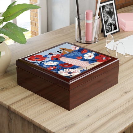 🌊🔭 The Lady Of The Seaside Lookout Jewelry Box – Art Deco Nautical Adventure