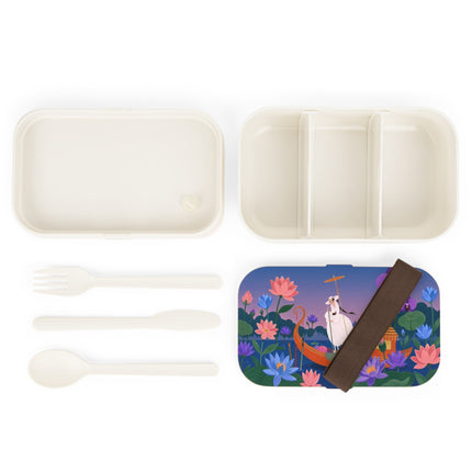 🪷🛶 The Lady Of The Lotus Lake Bento Lunch Box – Art Deco Garden Voyage