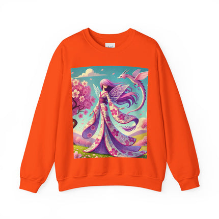 Petals in the Wind: The Kimono Fairy and the Sky Dragon Heavy Blend™ Crewneck Sweatshirt