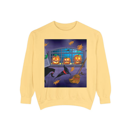 Whimsical Halloween Mischief Unisex Garment-Dyed Sweatshirt