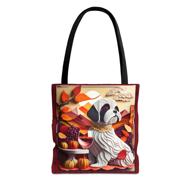 Shih Tzu at an Autumn Wine Tasting Tote Bag (AOP)