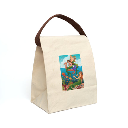 Three Mermaids with Strings of Pearls by Carlo Chiostri Canvas Lunch Bag With Strap