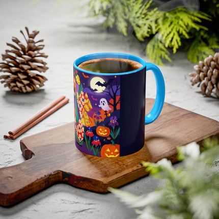🌙🎃 The Moonlit Garden Masquerade Colorful Mug – Floral Halloween Charm
