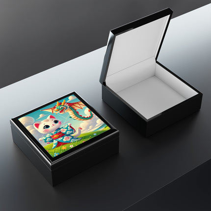Geisha Kitten and the Dragon Jewelry Box