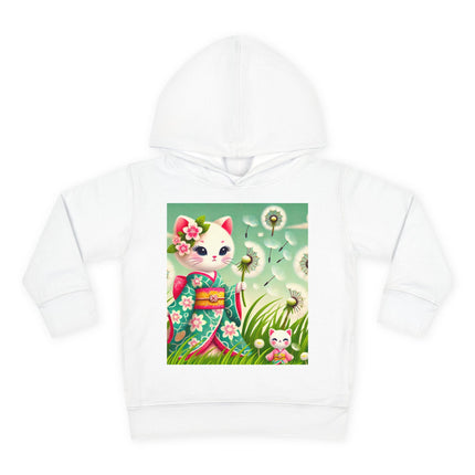 Geisha Kitten and the Dandelion Wish Toddler Pullover Fleece Hoodie