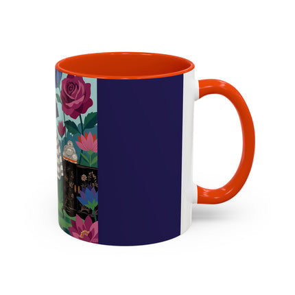 The Lady Of The Lotus Garden Colorful Mugs – Art Deco Botanical Elegance