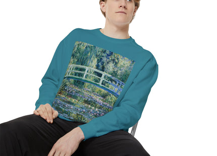 Water Lilies and Japanese Bridge by Claude Monet Unisex Garment-Dyed Sweatshirt