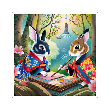 Fairy Animals Writing Wishes  Kiss-Cut Stickers (4 Sizes)