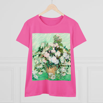 Roses by Vincent Van Gogh Women's Midweight Cotton Tee