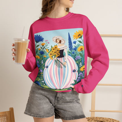 🌻🎀 The Sunflower Garden Bouquet Crewneck Sweatshirt – Art Deco Floral Elegance