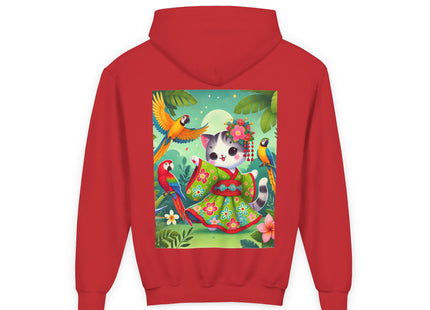 Parrot Dance of the Geisha Kitten Youth Heavy Blend Hooded Sweatshirt