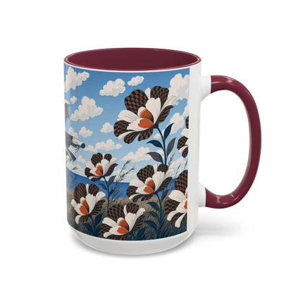 🌊🌼 The Windswept Seaside Promenade Colorful Mug – Art Deco Coastal Elegance