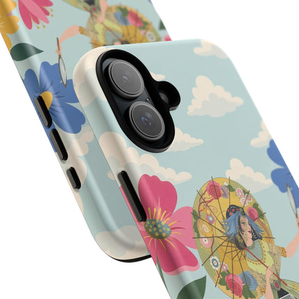 🌸🪞 The Floral Parasol Reflection Phone Case – Art Deco Garden Fantasy