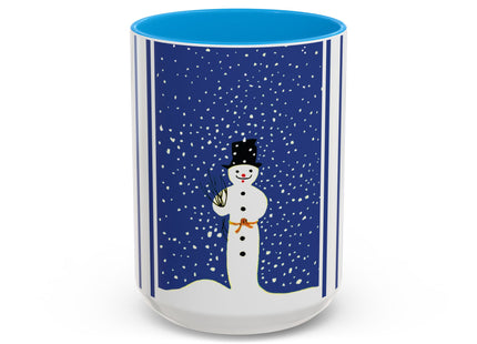 Snowman in Falling Snow Colorful Mugs (11oz, 15oz)