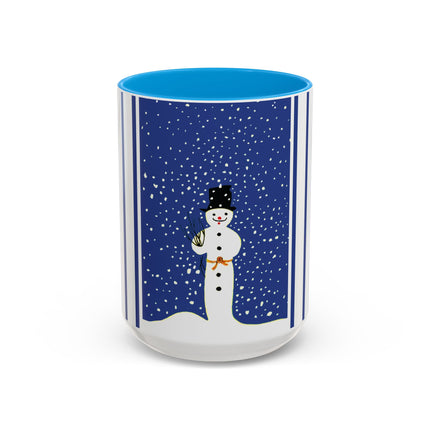 Snowman in Falling Snow Colorful Mugs (11oz, 15oz)
