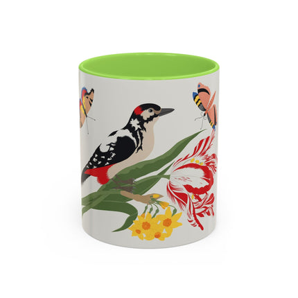 Woodpecker & Tulip Colorful Mugs – Vibrant Spring & Bold Beauty