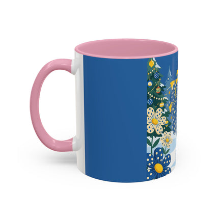 💙🌼 The Bluebell Christmas Promenade Colorful Mug – Art Deco Holiday Fantasy