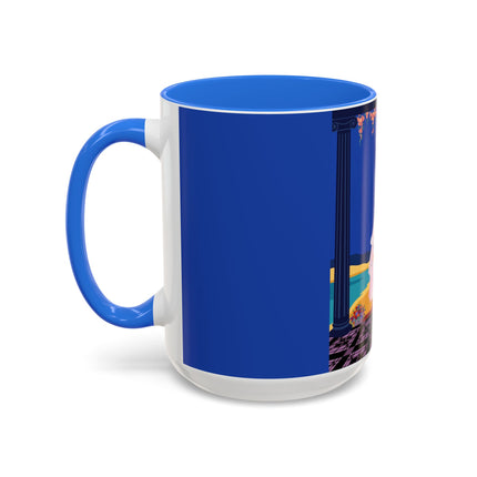 The Moonlit Promenade Colorful Mug (11oz, 15oz) – Blush Elegance, Coastal Romance & Art Deco Style
