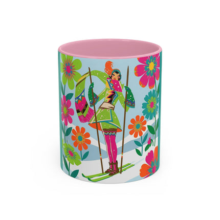 🎿🌸 The Winter Flower Adventurer Colorful Mug – Colorful Ski Fantasy